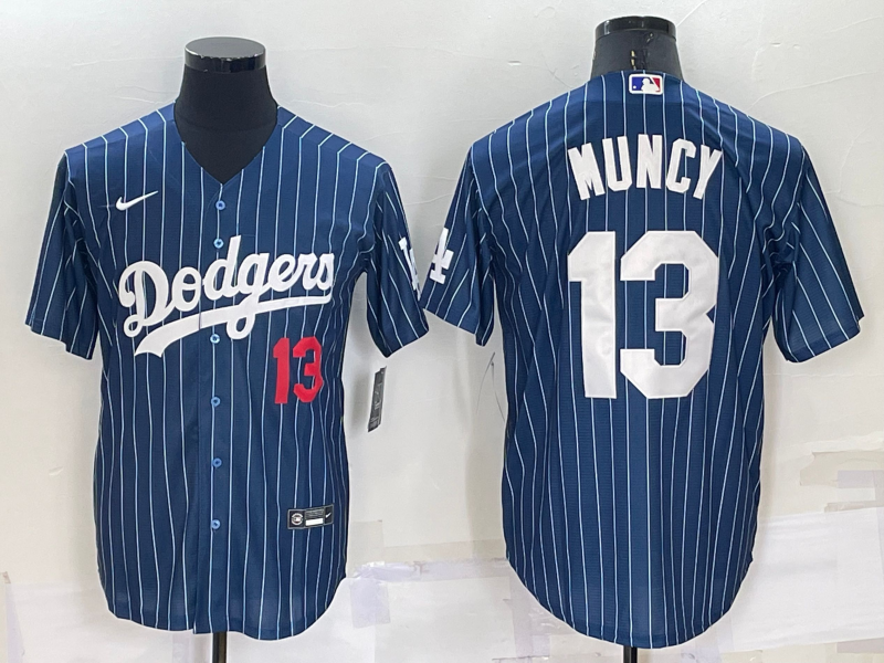Men's Navy Los Angeles Dodgers #13 Max Muncy Cool Base Stitched Baseball Jersey